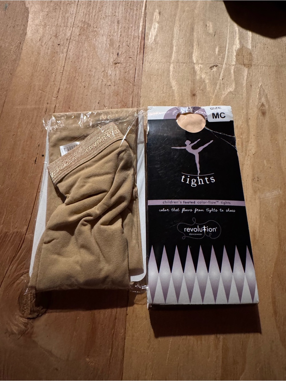 Revolution Kids' Tan and Pink Footed Tights - Size MC